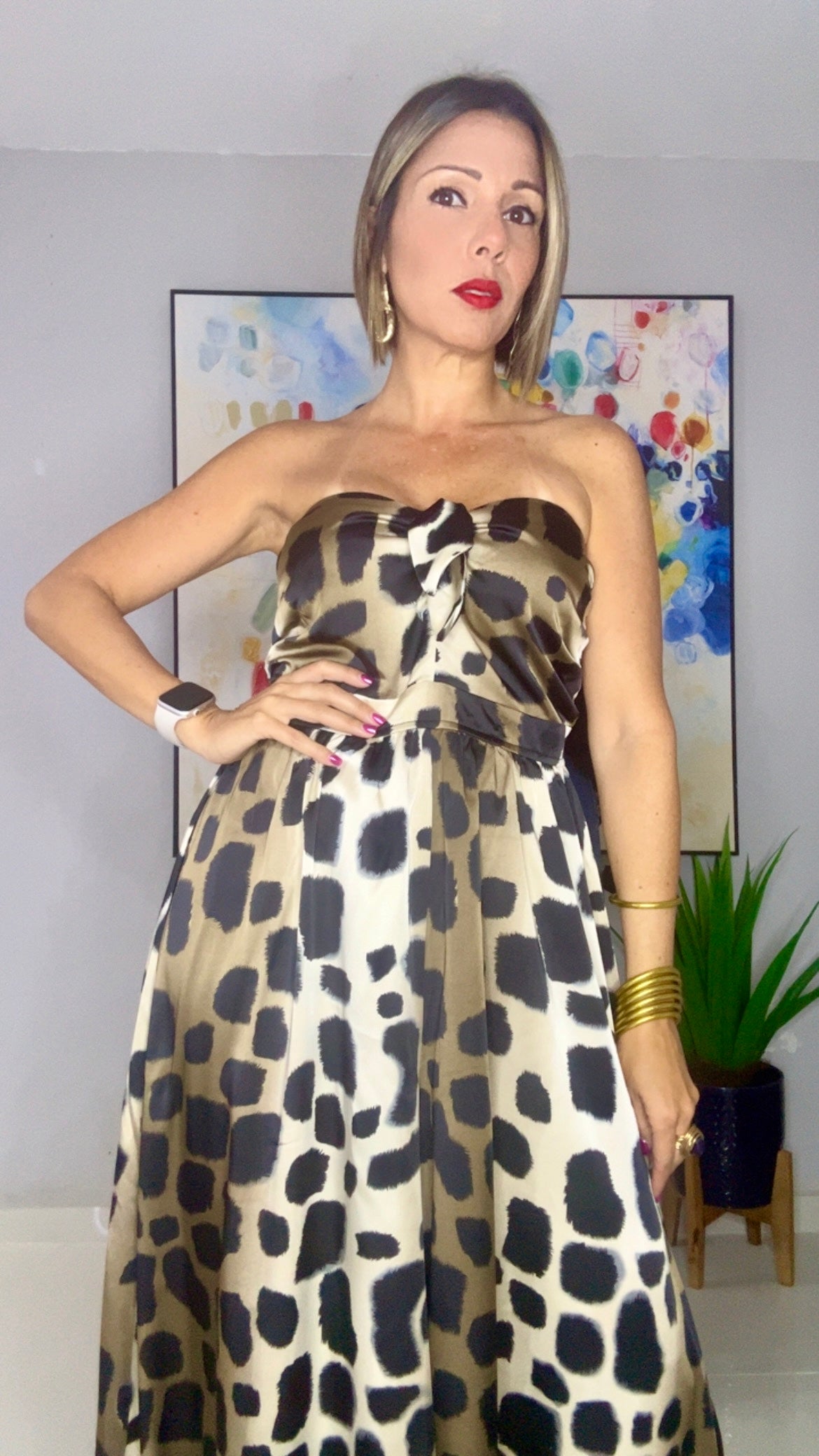 Animal Print Tube Jumpsuit