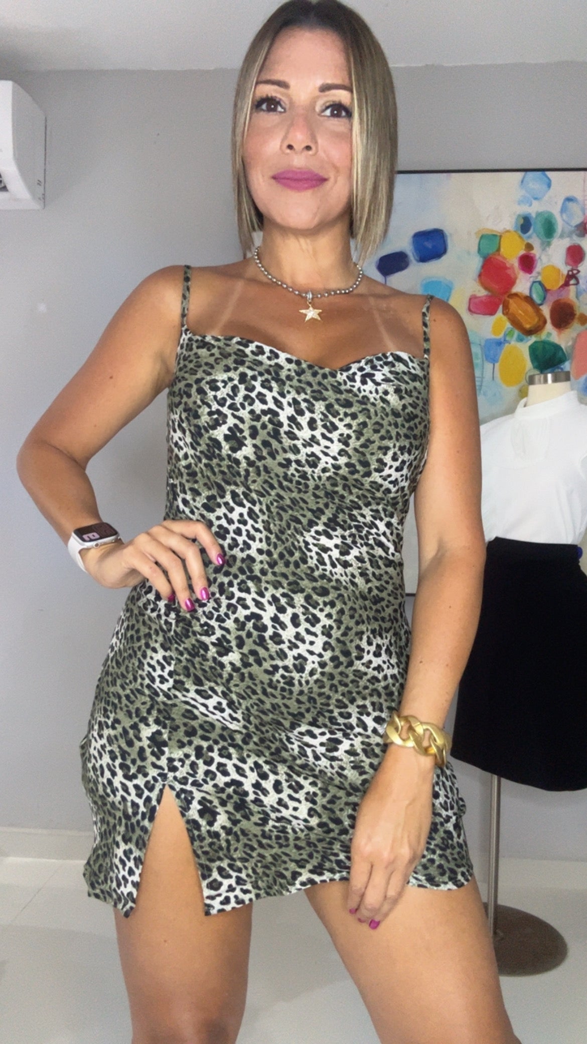 Leslie Animal Print Mini Dress