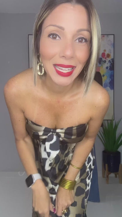 Animal Print Tube Jumpsuit